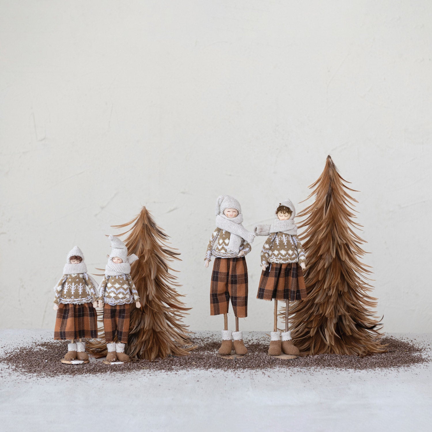 Decorative Brown Feather Trees Set of 2