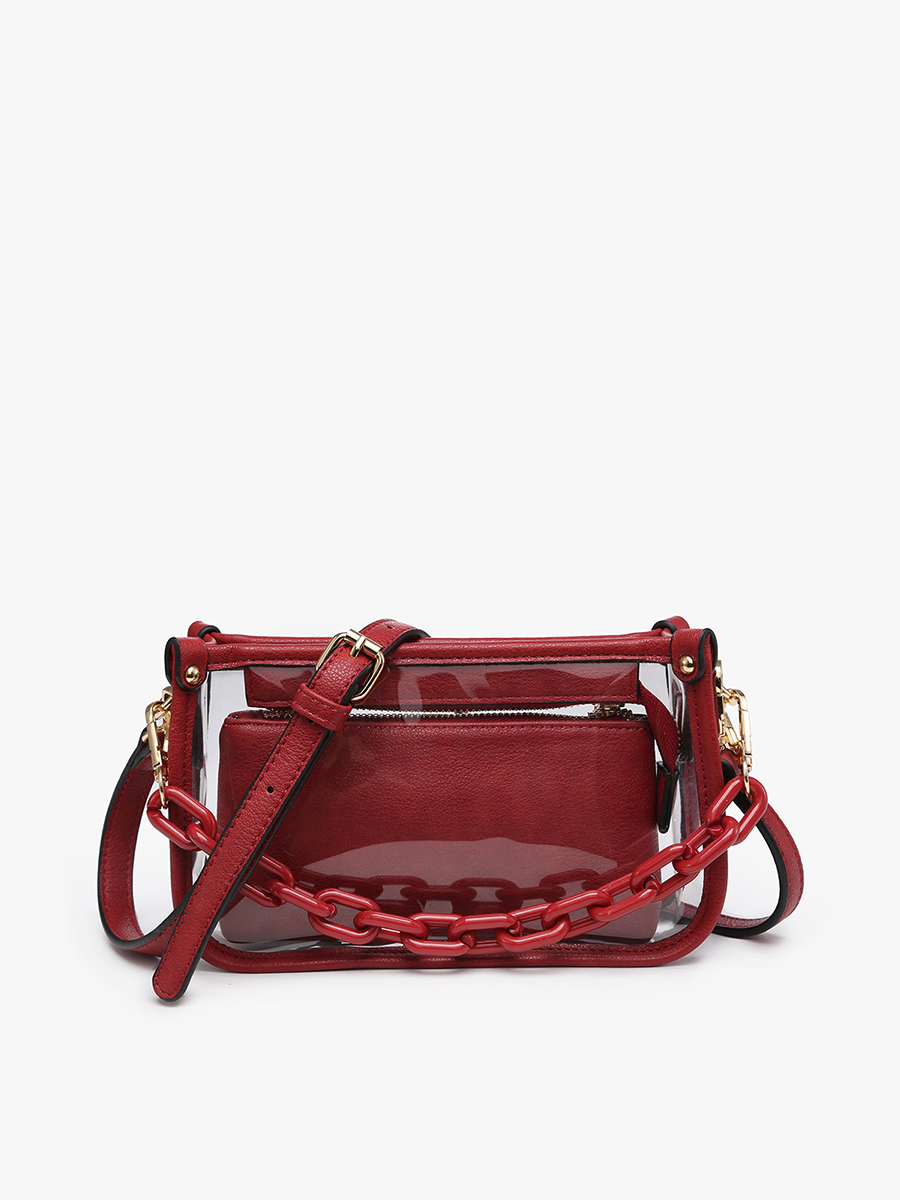 Julia Clear Crossbody with Chain Light Grey Everlasting